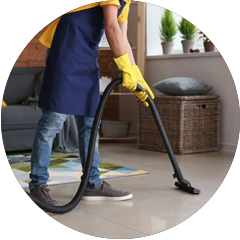 Same-day cleaner working in a London apartment
